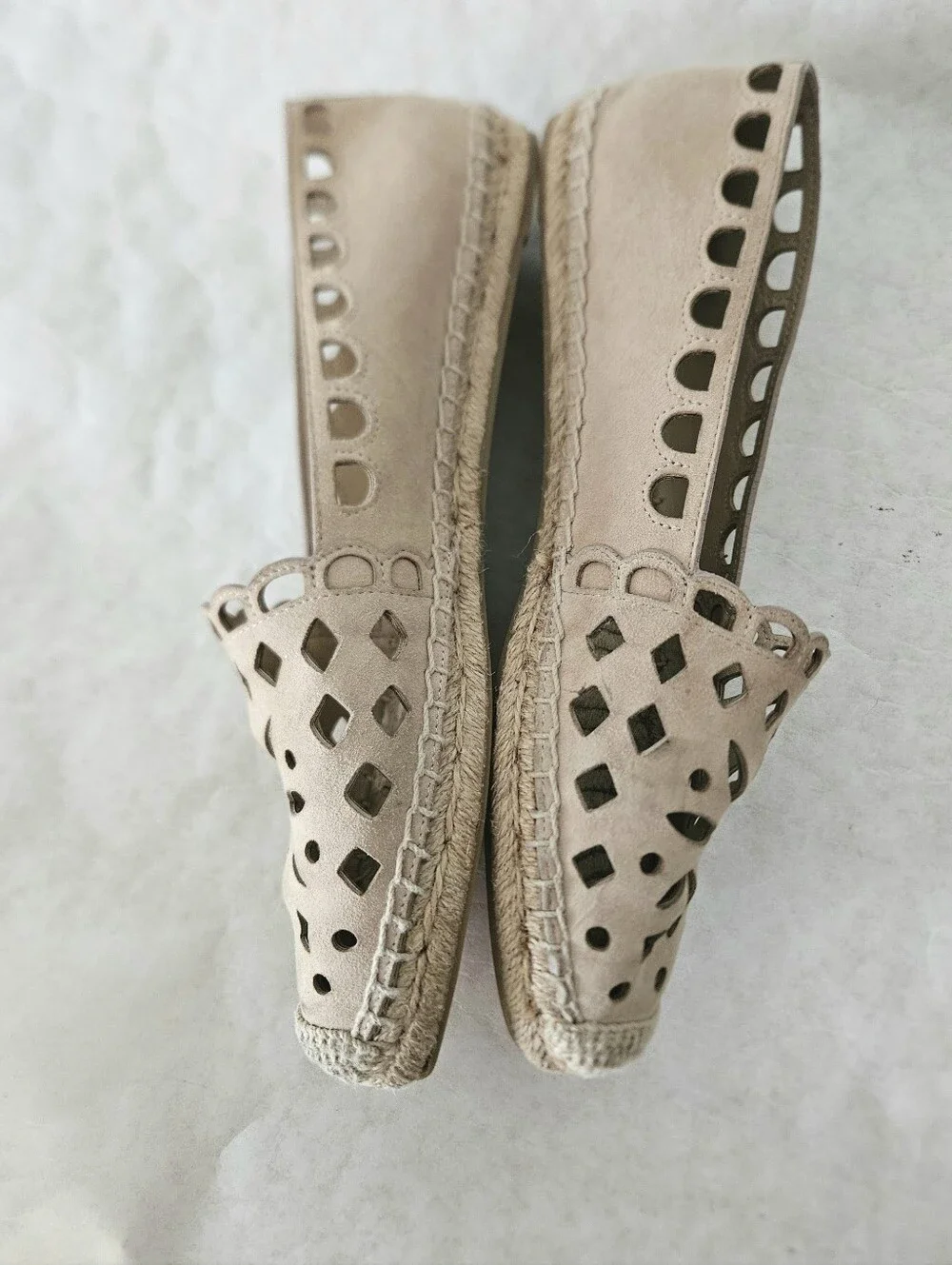 Tory Burch Tan May Laser Cut Leather Espadrilles